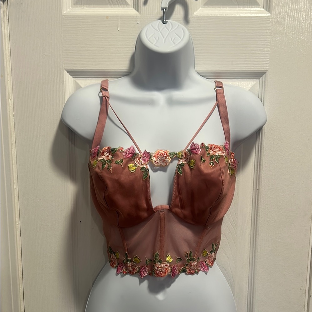 Victoria's Secret Pink Floral Embroidered Bra
